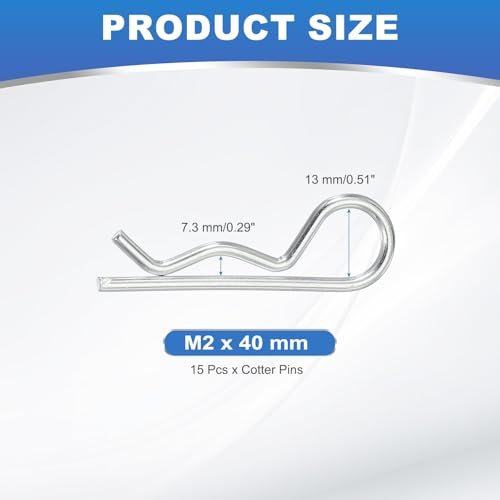 M2x40mm Cotter Pin Assortment Kit 15Pcs Heavy Duty R Clips Pin view 2