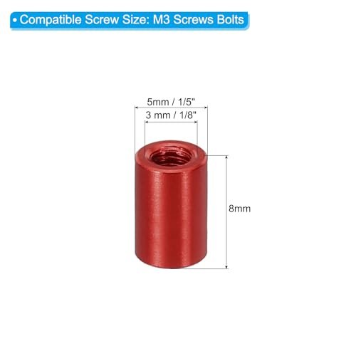 M3 Metal Threaded Standoff Spacer Nuts, Round Aluminum Spacers Female view 2
