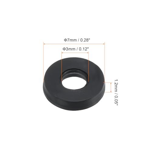 M3 Rubber Flat Washer, 8 Pack 3mm ID 7mm OD 1.2mm Thick Sealing Spacer view 2