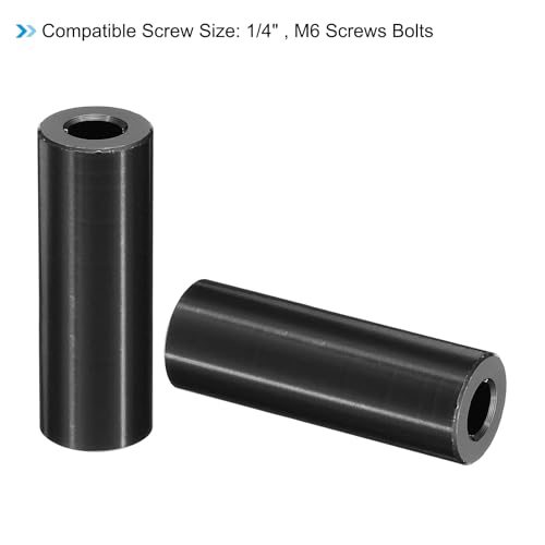M6 Aluminum Spacers M6 x 1/2" OD x 1-1/2" L Round Black 5Pcs view 4