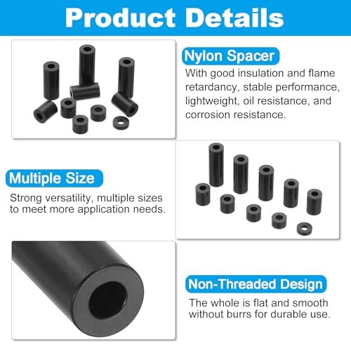 M6 M8 Nylon Spacer, 81Pcs Round Spacer Standoff Non-Threaded Assortment view 3
