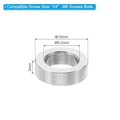 M6 Stainless Steel Spacers 6.2mm ID 10mm OD 3mm L 10 Pcs view 2