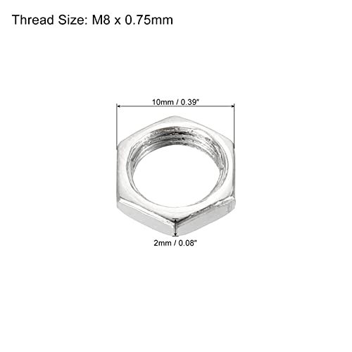 M8 x 0.75 Steel Hex Nuts, 30 Pack Metric Thread Zinc Plated Finished view 2