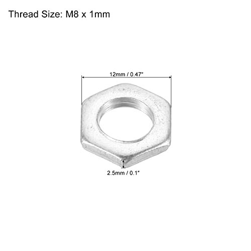 M8 x 1.0 Steel Hex Nuts, 30 Pack Metric Thread Zinc Plated Finished view 2