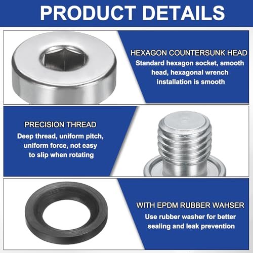 M8 x 1.25 Stainless Steel Pipe Plug 5 Pcs Metric Male Internal Hex Thread view 3