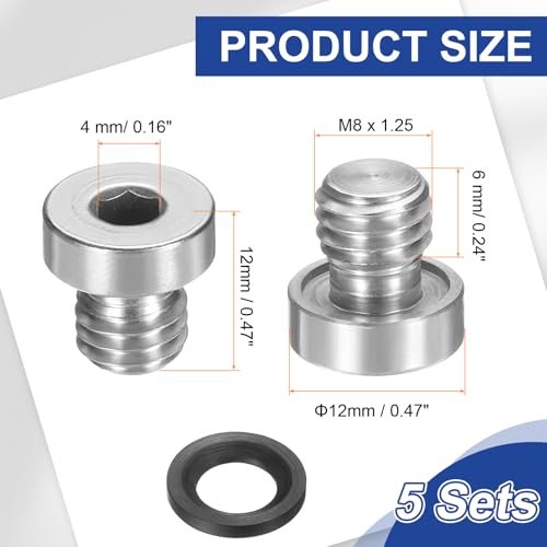 M8 x 1.25 Stainless Steel Pipe Plug 5 Pcs Metric Male Internal Hex Thread view 2
