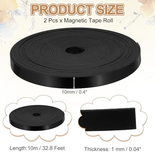 Magnetic Strip Roll 2Roll 32.8ft x 0.4" Fridge Magnets Tape Black view 2