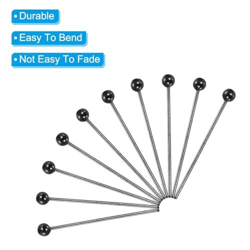 Matte Black Ball Head Pins 24 Gauge 18mm Wire Brass, Round Ball Metal End view 4
