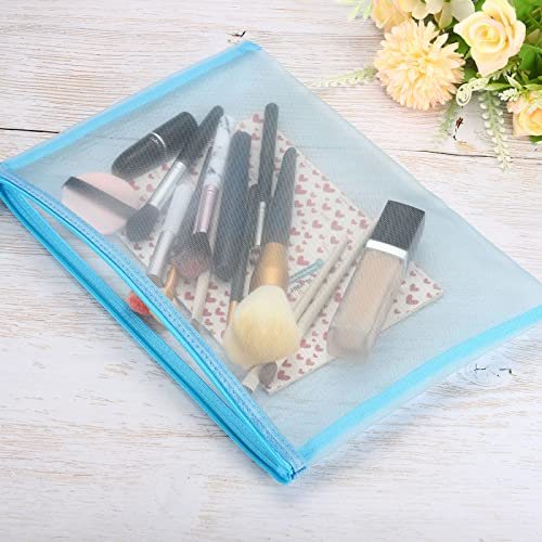 Mesh Zipper Bags, 4 Pack Nylon A4 Size Pen Pencil Travel Cases Toiletry view 5