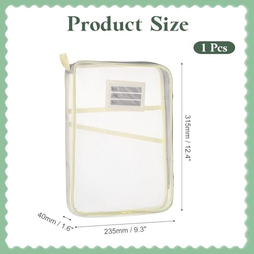 Mesh Zipper Pouch 12.4x9.3 Transparent File Bag Multi-Layer Beige view 2