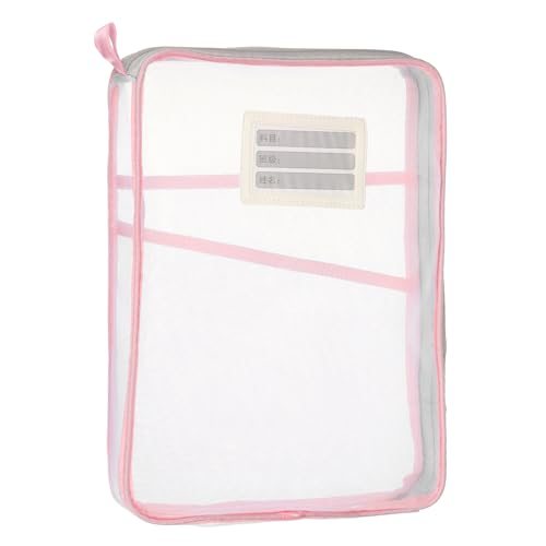 Mesh Zipper Pouch 12.4x9.3 Transparent File Bag Multi-Layer Pink — PATIKIL
