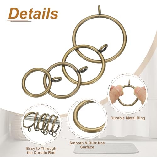 Metal Drapery Ring for Curtain Rods Hoop Pins view 3