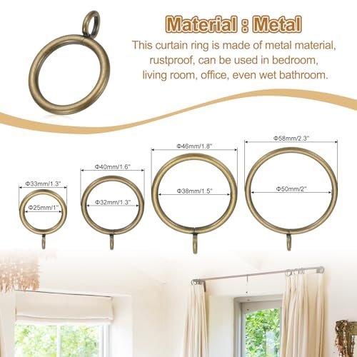 Metal Drapery Ring for Curtain Rods Hoop Pins view 4