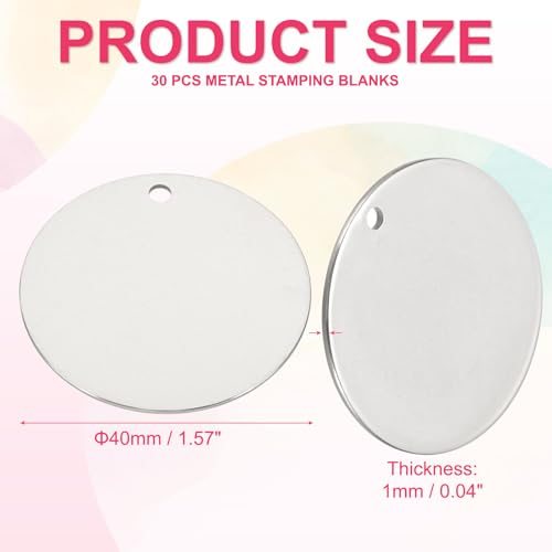 Metal Stamping Blanks, 40mm Round Stamping Name Tags, 30Pcs view 2