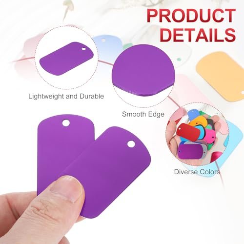 Metal Stamping Blanks Tags 2", 55 Pcs Anodized Aluminum Blank Dog Tags view 3