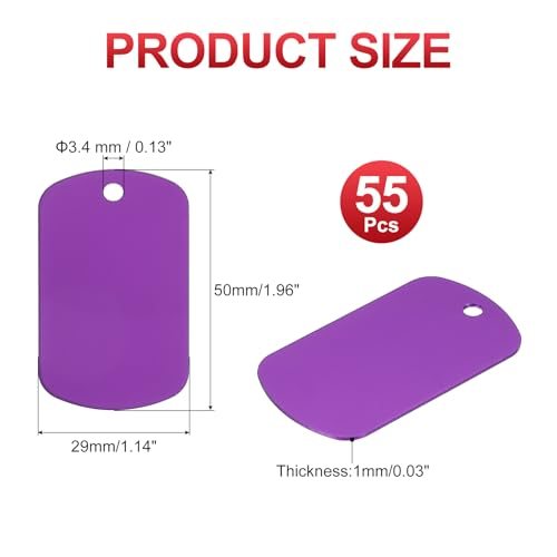 Metal Stamping Blanks Tags 2", 55 Pcs Anodized Aluminum Blank Dog Tags view 2