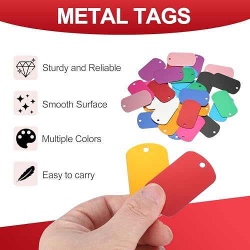 Metal Stamping Blanks Tags 2", 55 Pcs Anodized Aluminum Blank Dog Tags view 4
