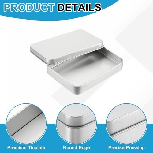 Metal Tin Box 4.7x3.5x0.7 Rectangular Storage Tin Box view 3