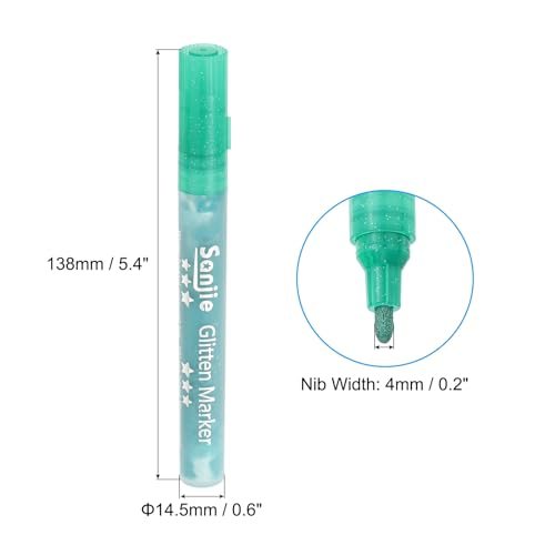 Metallic Marker Pens, 6Pcs Glitters Paint Pens Paint Pens Shimmer Colored view 2