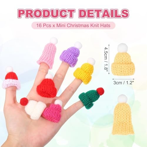 Mini Christmas Knit Hats Goose Yellow 16Pcs view 2