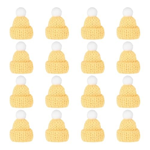 Mini Christmas Knit Hats Goose Yellow 16Pcs — PATIKIL
