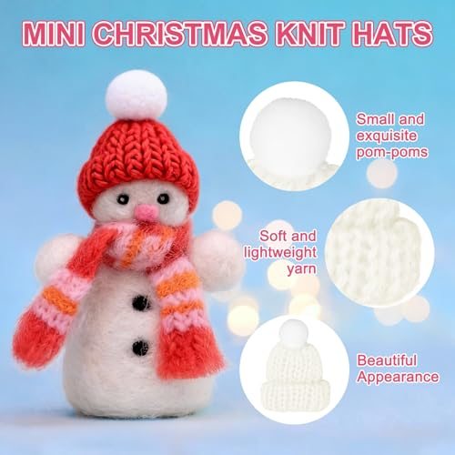 Mini Christmas Knit Hats Miniature Doll Hat, DIY Craft Knitting Decoration view 3