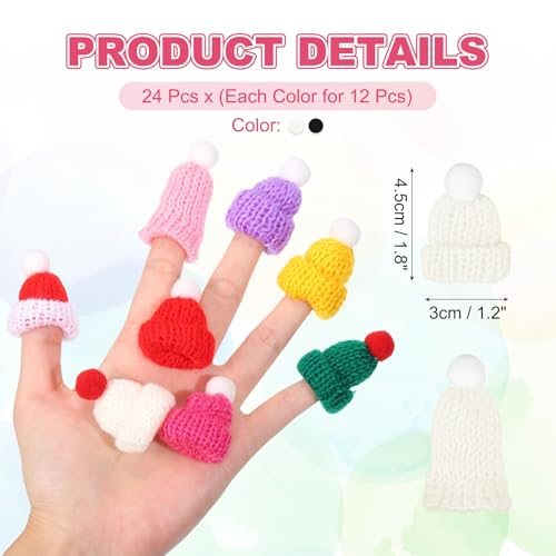 Mini Christmas Knit Hats Miniature Doll Hat, DIY Craft Knitting Decoration view 2