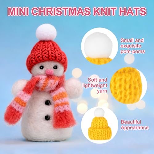 Mini Christmas Knit Hats Pine Flower Yellow 16Pcs view 3