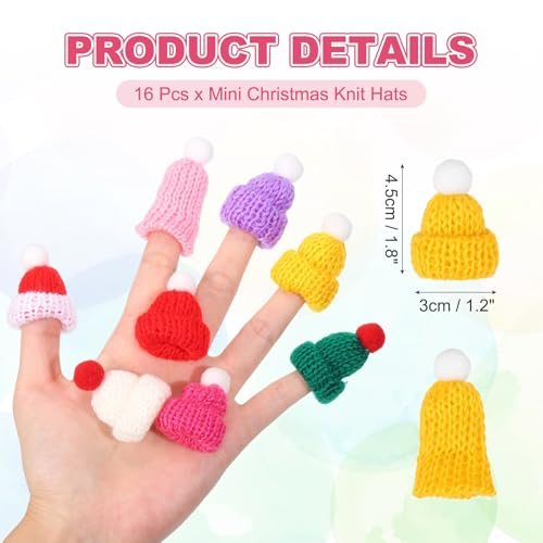 Mini Christmas Knit Hats Pine Flower Yellow 16Pcs view 2