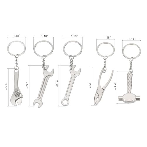 Mini Hand Tools Keychain, 5 Pack Metal Hardware Wrench Tool Keyring DIY view 2