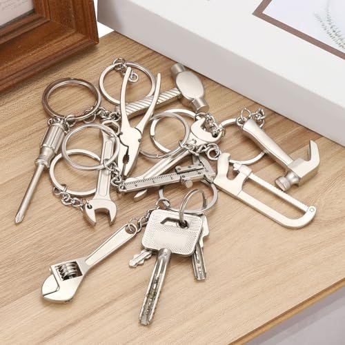 Mini Hand Tools Keychain, 5 Pack Metal Hardware Wrench Tool Keyring DIY view 5