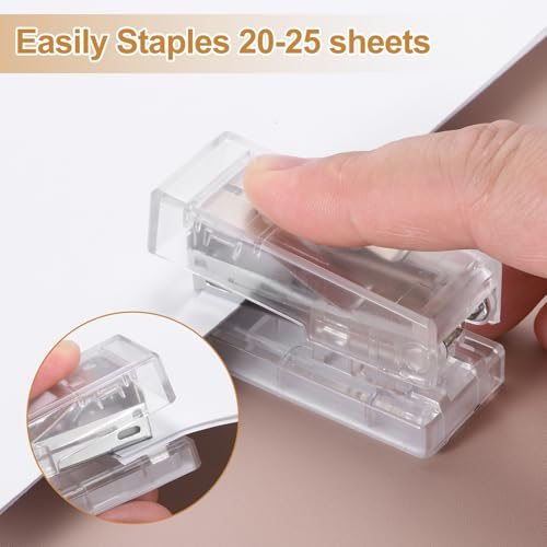 Mini Stapler with Staples 20 Sheet Capacity with 1000pcs Staples, Clear view 3