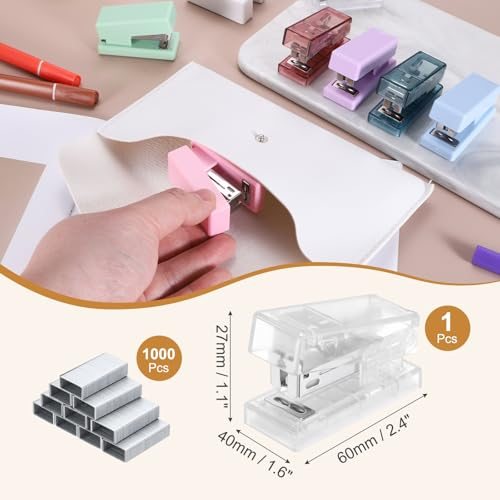 Mini Stapler with Staples 20 Sheet Capacity with 1000pcs Staples, Clear view 2