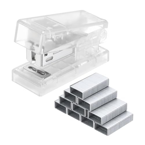 Mini Stapler with Staples 20 Sheet Capacity with 1000pcs Staples, Clear — PATIKIL