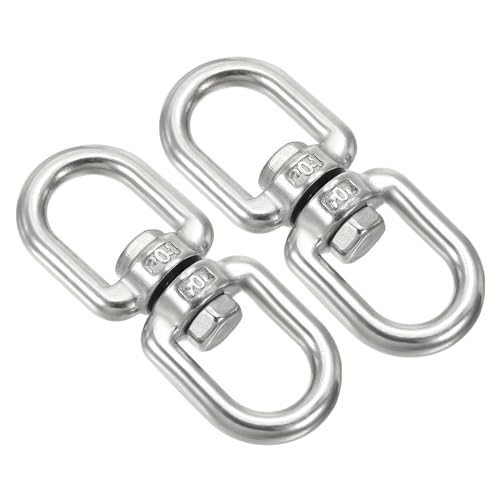 Modern Double Ended Swivel Eye Hook M8, 304 Stainless Steel, Silver — PATIKIL