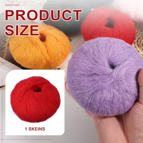 Mohair Yarn, Soft Yarn Faux Mohair Fuzzy, Fur Fine Fluffy Yarns Thin view 2