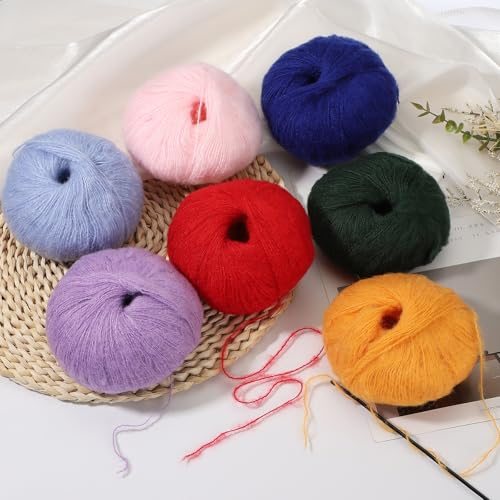 Mohair Yarn, Soft Yarn Faux Mohair Fuzzy, Fur Fine Fluffy Yarns Thin view 5