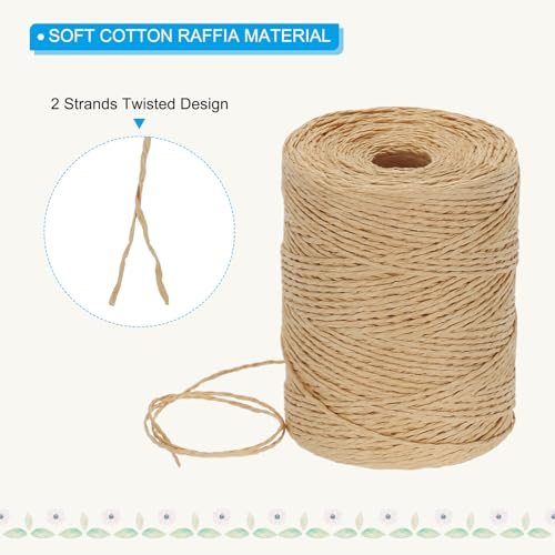 Natural Cotton Raffia Yarn 328 Yard Crochet Ribbon Coffee-Color, Raffia view 3
