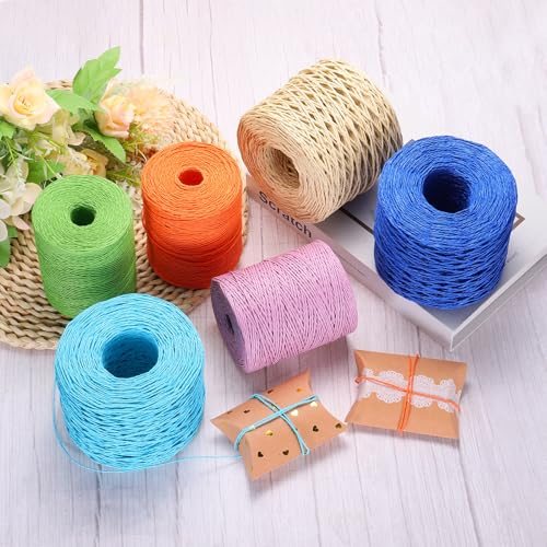 Natural Cotton Raffia Yarn 328 Yard Crochet Ribbon Coffee-Color, Raffia view 4
