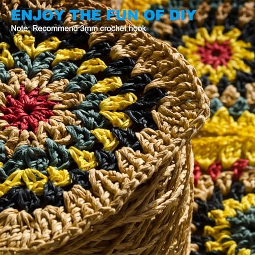 Natural Cotton Raffia Yarn 328 Yard Crochet Ribbon Coffee-Color, Raffia view 5