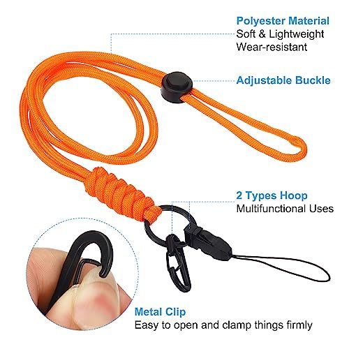 Neck Lanyard with Hook Adjustable Long Strap Orange view 4