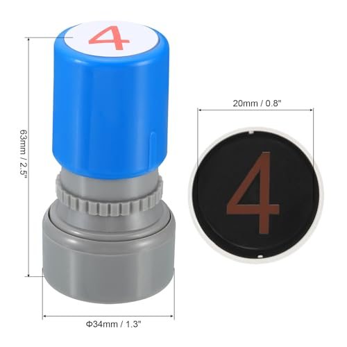 Number Stamps Self Inking, Numeral 4 Number Stamp Teacher, Red Ink view 2