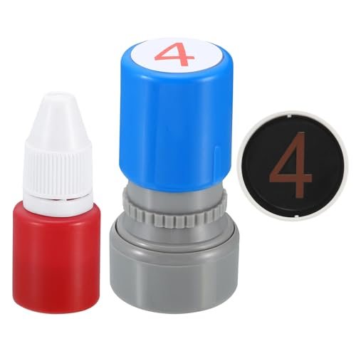 Number Stamps Self Inking, Numeral 4 Number Stamp Teacher, Red Ink — PATIKIL