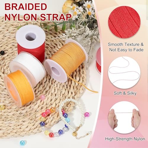 Nylon Cord 0.02"(0.6mm) x 109 Yards Braided String Red view 3