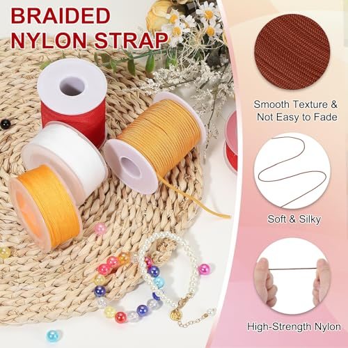 Nylon Cord 0.8mm x 71 Yards Bracelet Braided String Light Brown, Braided view 3
