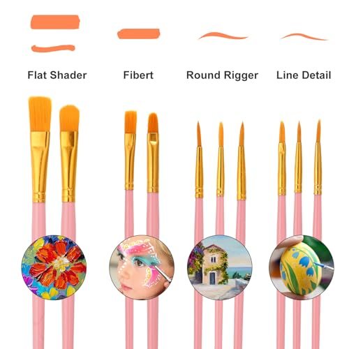 Nylon Hair Paint Brushes and 12Pcs Round Paint Tray Palette view 3