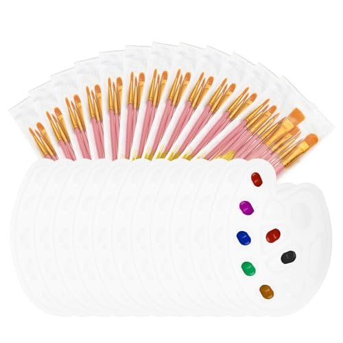 Nylon Hair Paint Brushes and 12Pcs Round Paint Tray Palette — PATIKIL