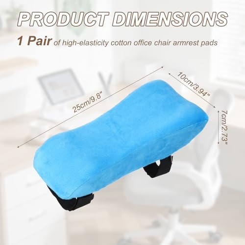 Office Chair Arm Pads 1Pair Office Chair Arm Cover 25x10x7cm Blue, Soft view 2