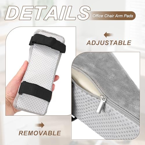 Office Chair Arm Pads 1Pair Office Chair Arm Cover 25x10x7cm Gray view 4