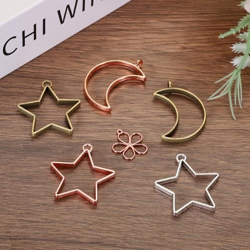 Open Bezels, Resin Bezels Pendants Flower Open Back Alloy Hollow Frame view 4